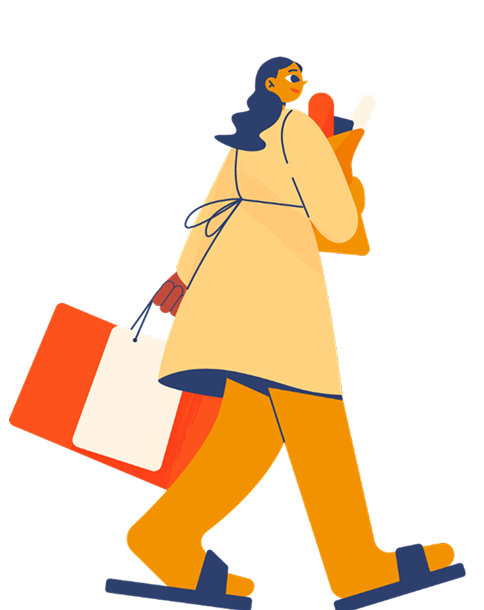 Shopper with bags